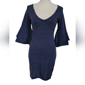 Chaser Avalon Blue Sheath Dress with Bell Sleeves XS